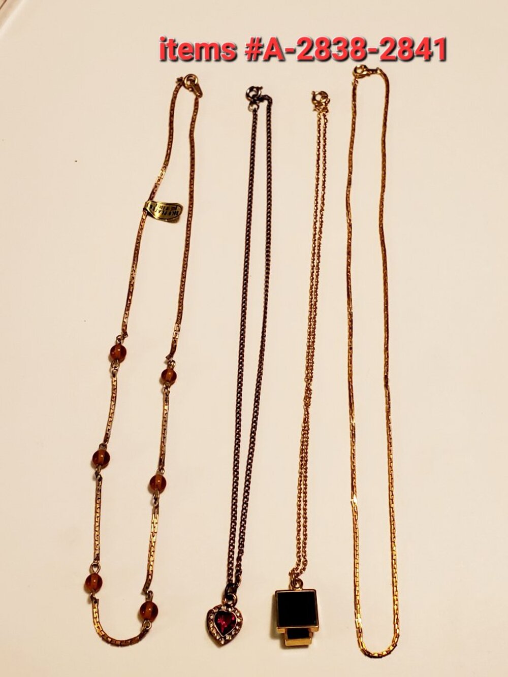 4 Necklaces, items # A-2838-2841,. wt 18. grams.